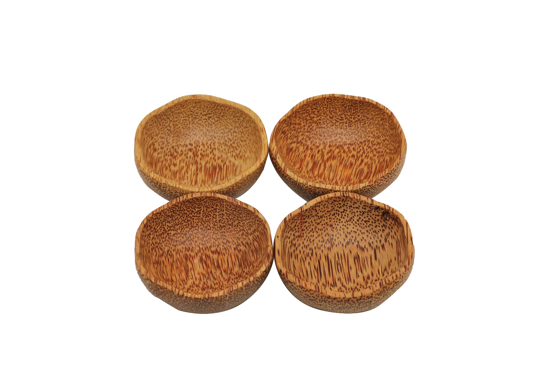 707_10 Set of 4 Coconut Wooden Plum Bowl 15cm Natural - Image 1