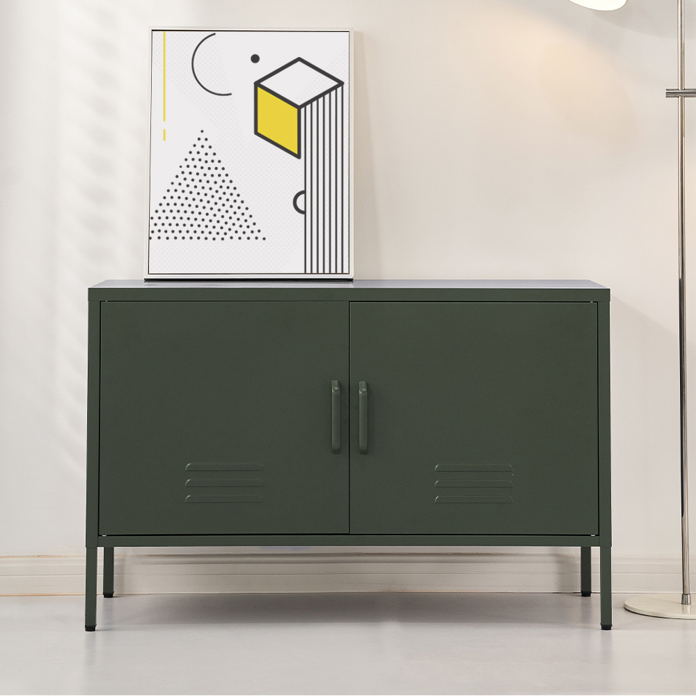 AI-LOCKER-LD-GN-24551-07 Artiss Buffet Sideboard Metal Cabinet - BASE Green - Image 1