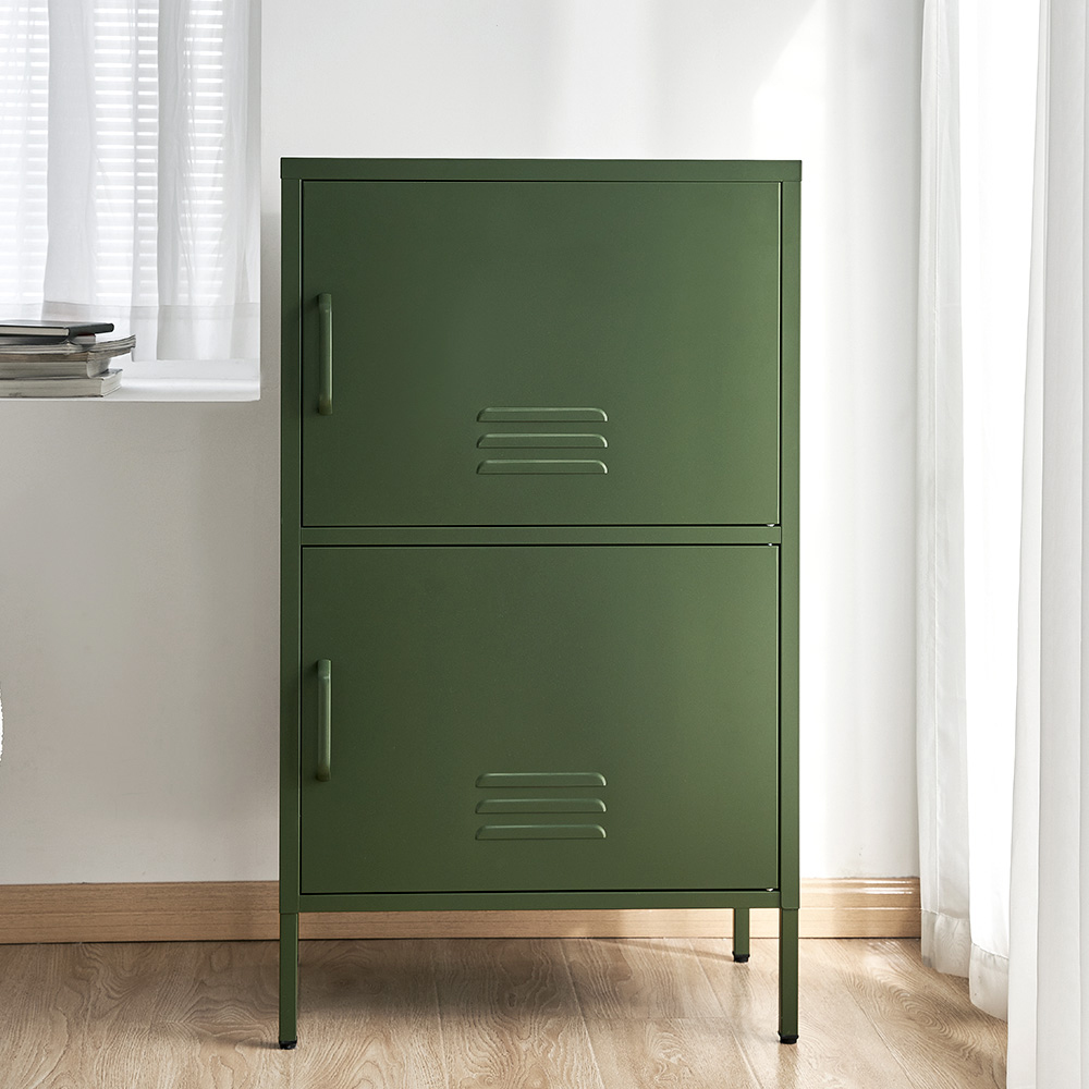 AI-LOCKER-SMI-GN-24535-07 Artiss Buffet Sideboard Metal Cabinet - DOUBLE Green - Image 1