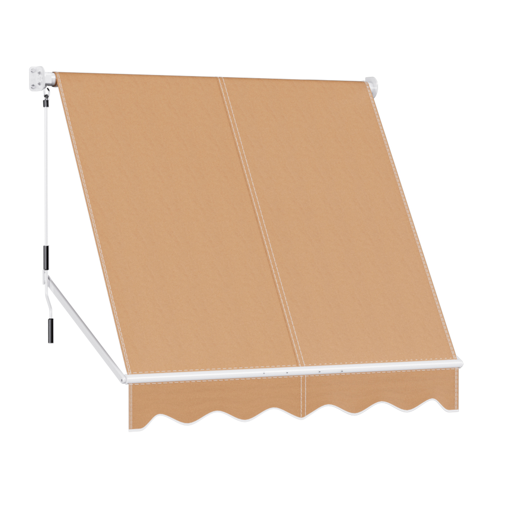 AWN-B-FIXED-PS-21-BEIGE-91764-00 Instahut Window Fixed Pivot Arm Awning Outdoor Retractable Canopy 2.1X2.1M Beige - Image 1