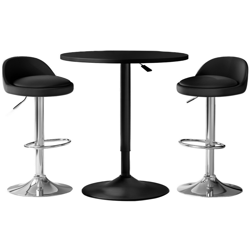 BA-TAB-CHR-GASLIFT-BKSV-202503211020-00 Artiss Bar Table and Stools Set Dining Desk Kitchen Chairs Cafe Pub - Image 1