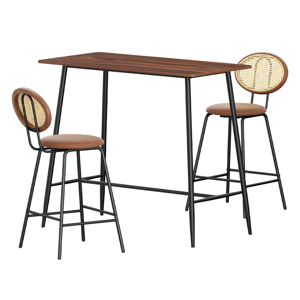 BA-TAB-CHR-SET-BR-202503281538-00 Artiss Bar Table Stools Set Dining Desk Industrial Kitchen Chairs Cafe Pub - Image 1