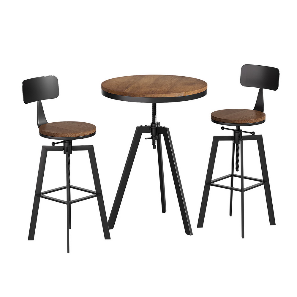 BA-TAB-CHR-SET-RETRO-202503281536-00 Artiss Bar Table and Stools Set Dining Desk Industrial Kitchen Chairs Cafe Pub - Image 1