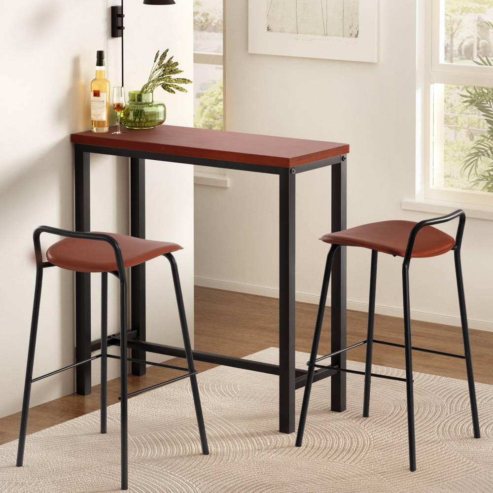 BA-TAB-CHR-SET-WALBR-202503211020-06 Artiss Bar Table and Stools Set Dining Desk Kitchen Chairs Cafe Pub - Image 1
