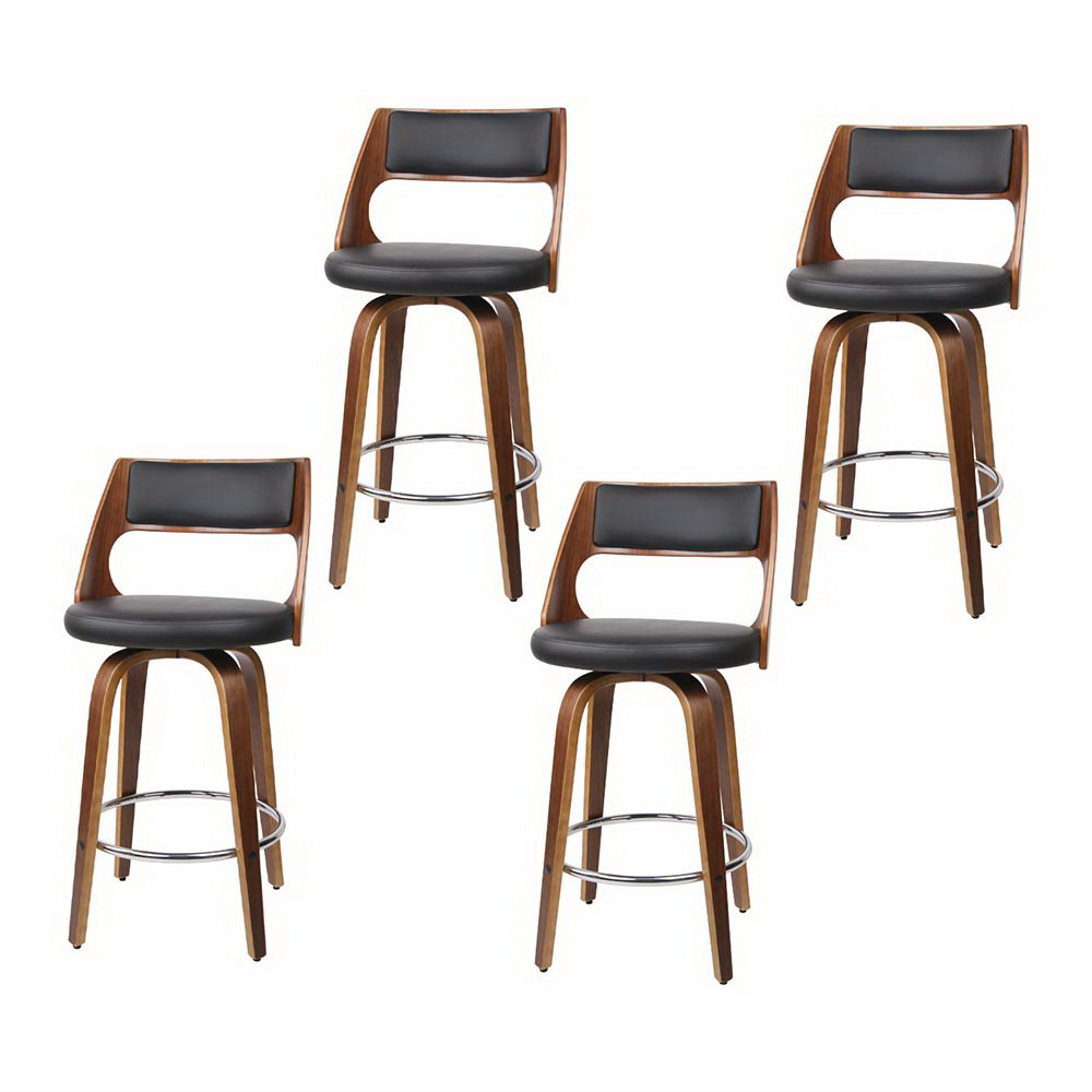 BA-TW-8569-BKX4-AB-202502251426-00 Artiss 4x Bar Stools Swivel Leather Chair 65cm - Image 1