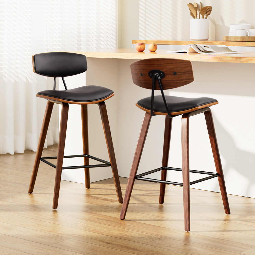 BA-TW-8782-BKX2-202503051324-07 Artiss 2x Bar Stools Leather Padded w/Backrest - Image 1