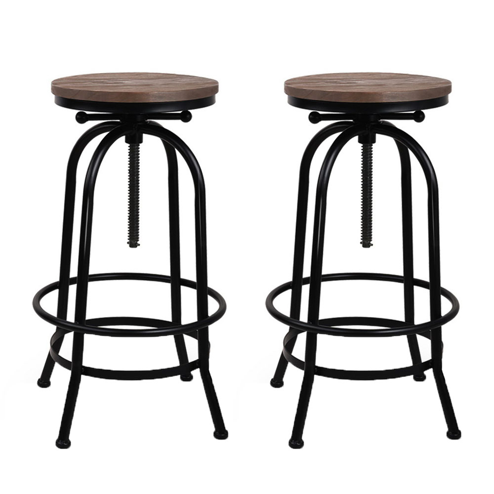 BA-TW-V17-T14134-BKX2-21951-00 Artiss 2x Bar Stools Adjustable Wood Chairs - Image 1
