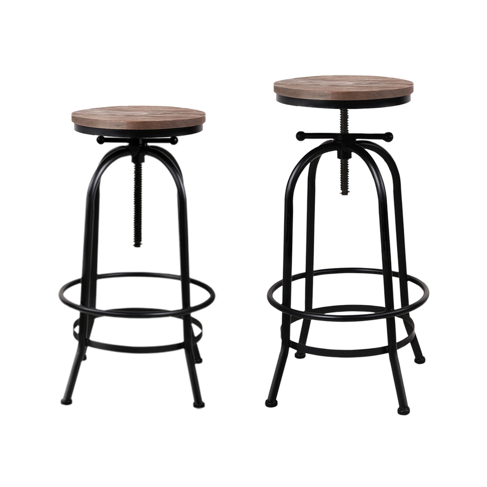 BA-TW-V17-T14134-BKX4-203206-00 Artiss 4x Bar Stools Kitchen Dining Chairs Adjustable Wooden Vintage Stool - Image 1