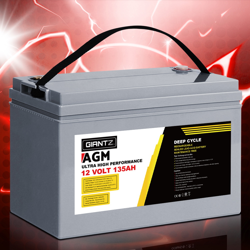 BATTERY-C-AGM-135-202502282030-00 Giantz AGM Deep Cycle Battery 12V 135Ah Box Portable Solar Caravan Camping - Image 1