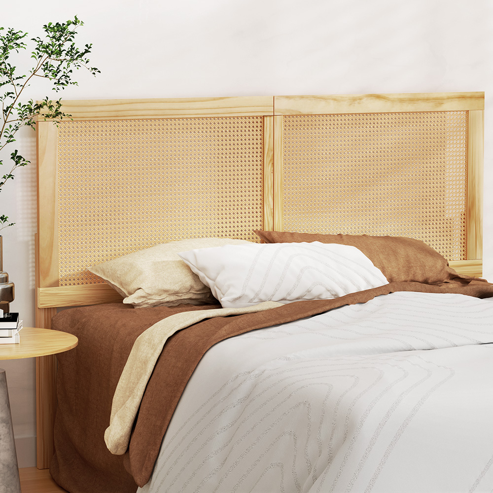 BED-HEAD-RIBO-Q-WD-97961-05 Artiss Bed Head Headboard Queen Rattan - RIBO Pine - Image 1