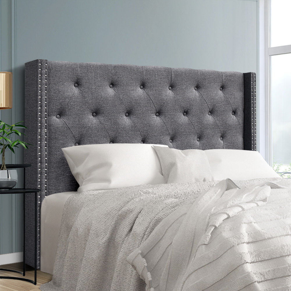 BFRAME-H-LUCA-Q-GY-202502281400-00 Artiss Bed Head Headboard Queen Size Fabric - LUCA Grey - Image 1