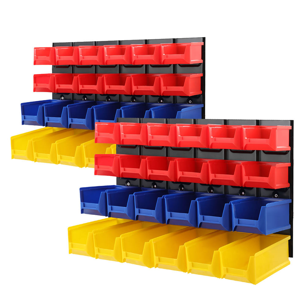 BIN-WALL-24X2-00 Giantz 48 Storage Bin Rack Wall Mounted Peg Board - Image 1