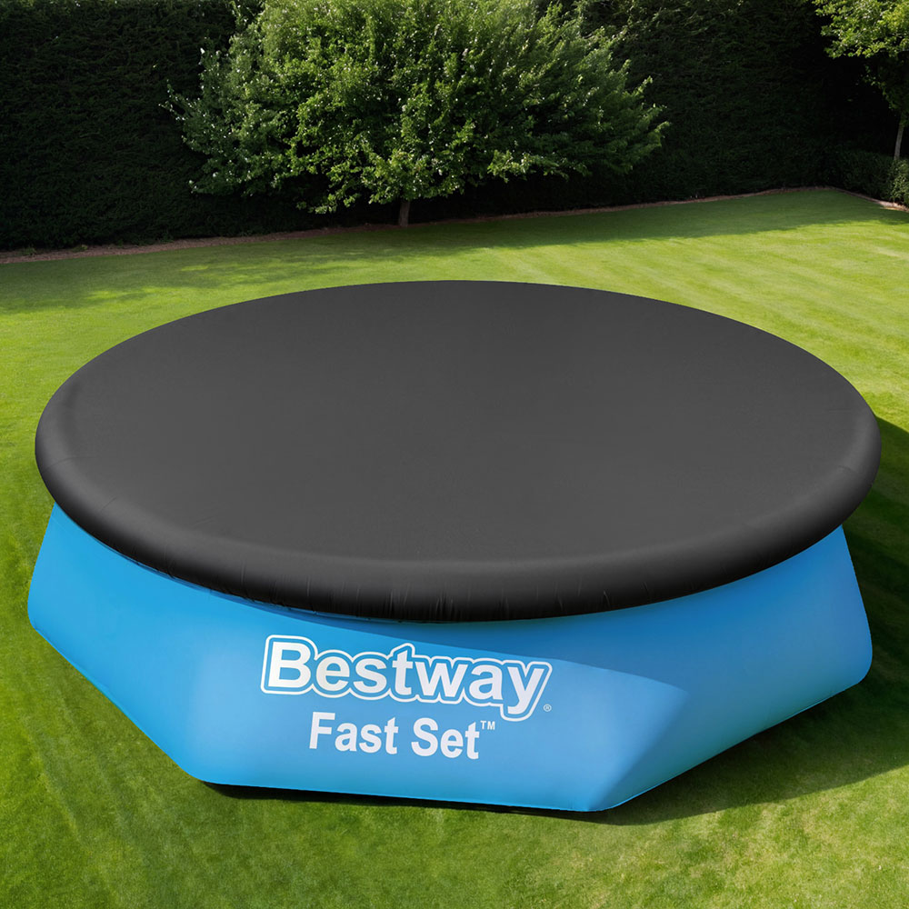 BW-PC-R-244-58032-194978-06 Bestway Pool Cover Fits 2.44m Above Ground Swimming Pool PVC Blanket - Image 1