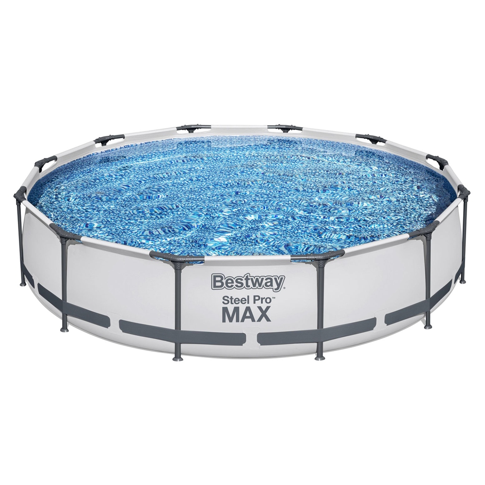 BW-POOL-366CM-56417-7853-00 Bestway Swimming Pool 366x76cm Steel Frame Round Above Ground Pools w/ Filter Pump 6473L - Image 1