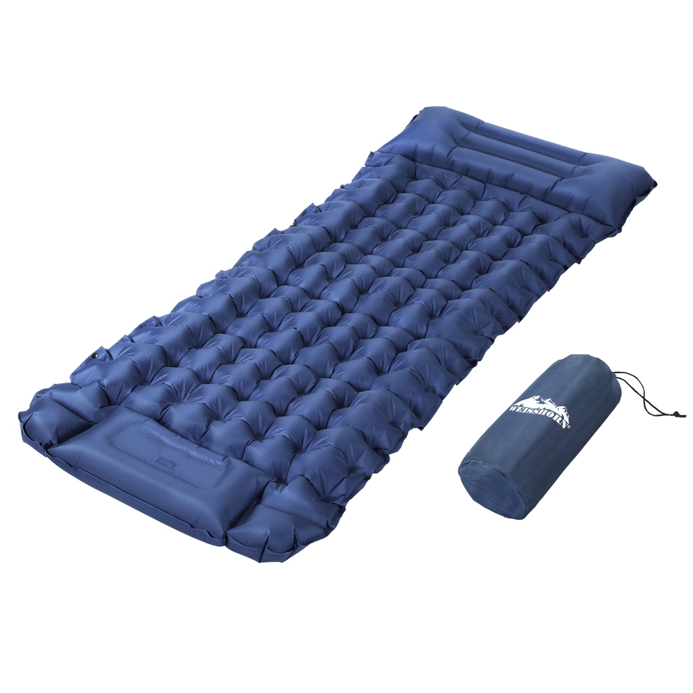 CAMP-C-MAT-INF-BEE-S-BL-149228-00 Weisshorn Self Inflating Mattress Camping Sleeping Mat Air Bed Single Pillow Bag - Image 1