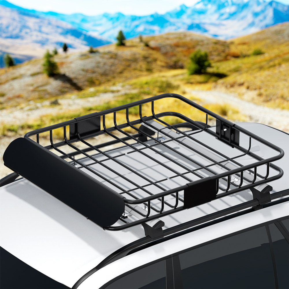 CAR-B-RFBASKET-112-202508181800-00 Giantz Universal Car Roof Rack Basket Luggage Vehicle Cargo Carrier 111cm Black - Image 1