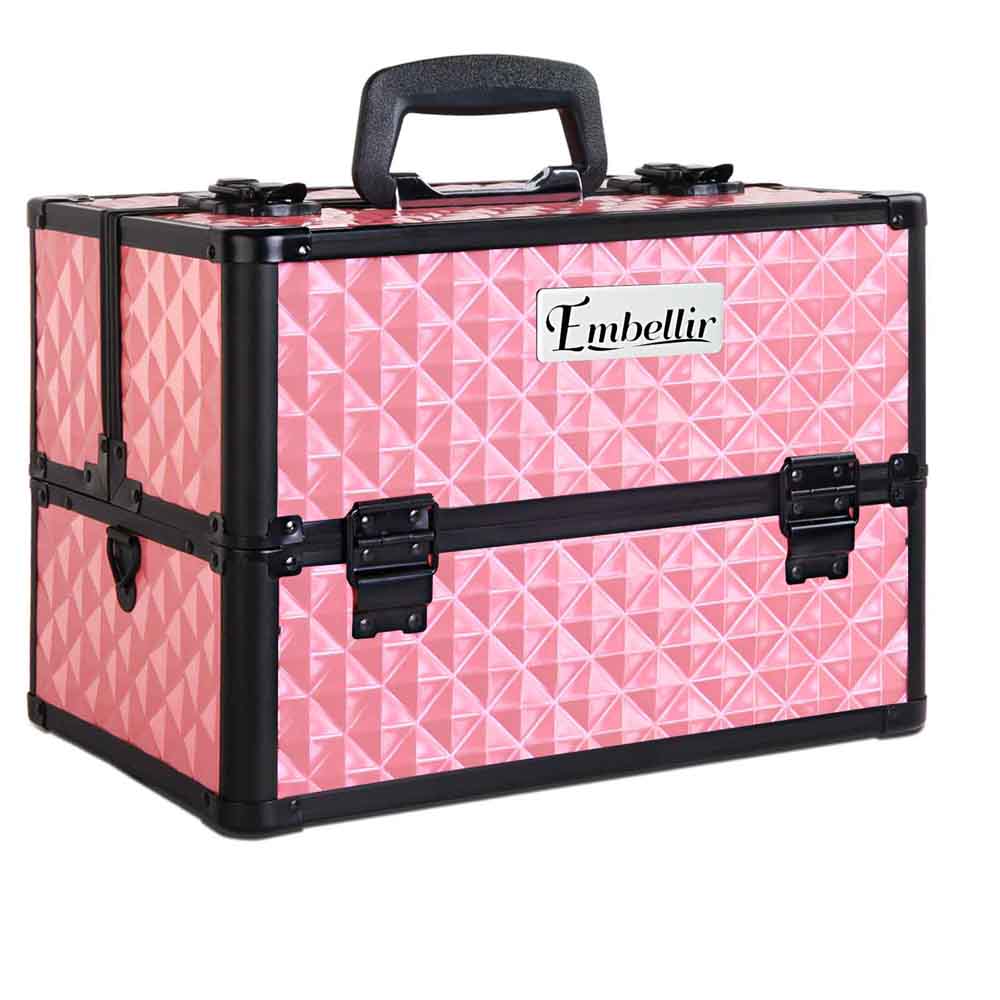 CASE-MU-HZ7002-DIPI-00 Embellir Portable Cosmetic Beauty Makeup Case - Diamond Pink - Image 1
