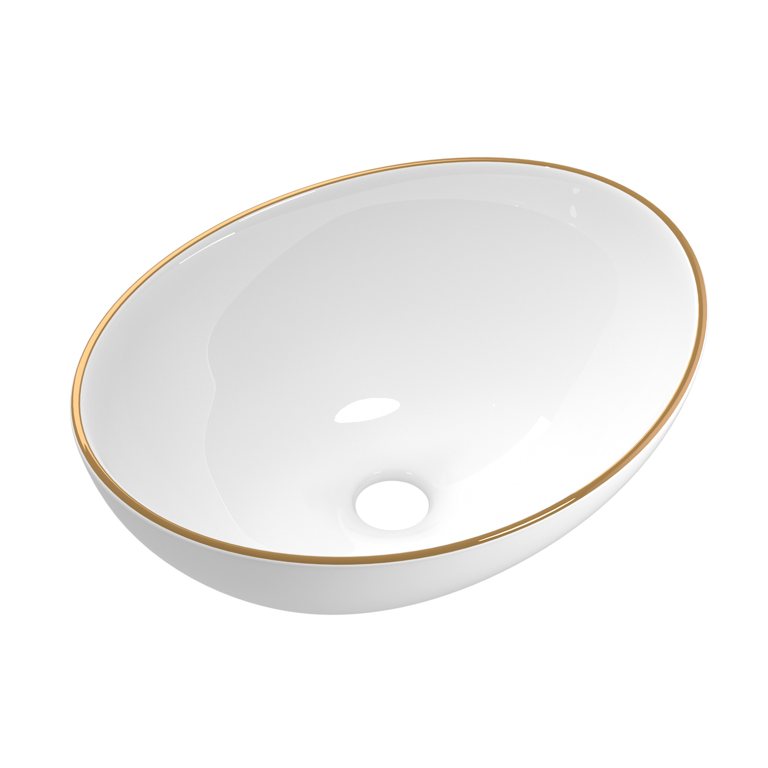 CB-410-WH-GD-149217-00 Cefito Bathroom Basin Ceramic Vanity Sink Hand Wash Bowl Gold Line 41x34cm - Image 1
