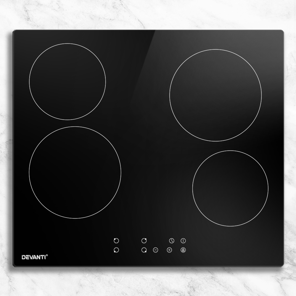 CCT-B-4E-4Z-TOUCH-BK-202502281530-00 Devanti Electric Ceramic Cooktop 60cm Touch Control - Image 1