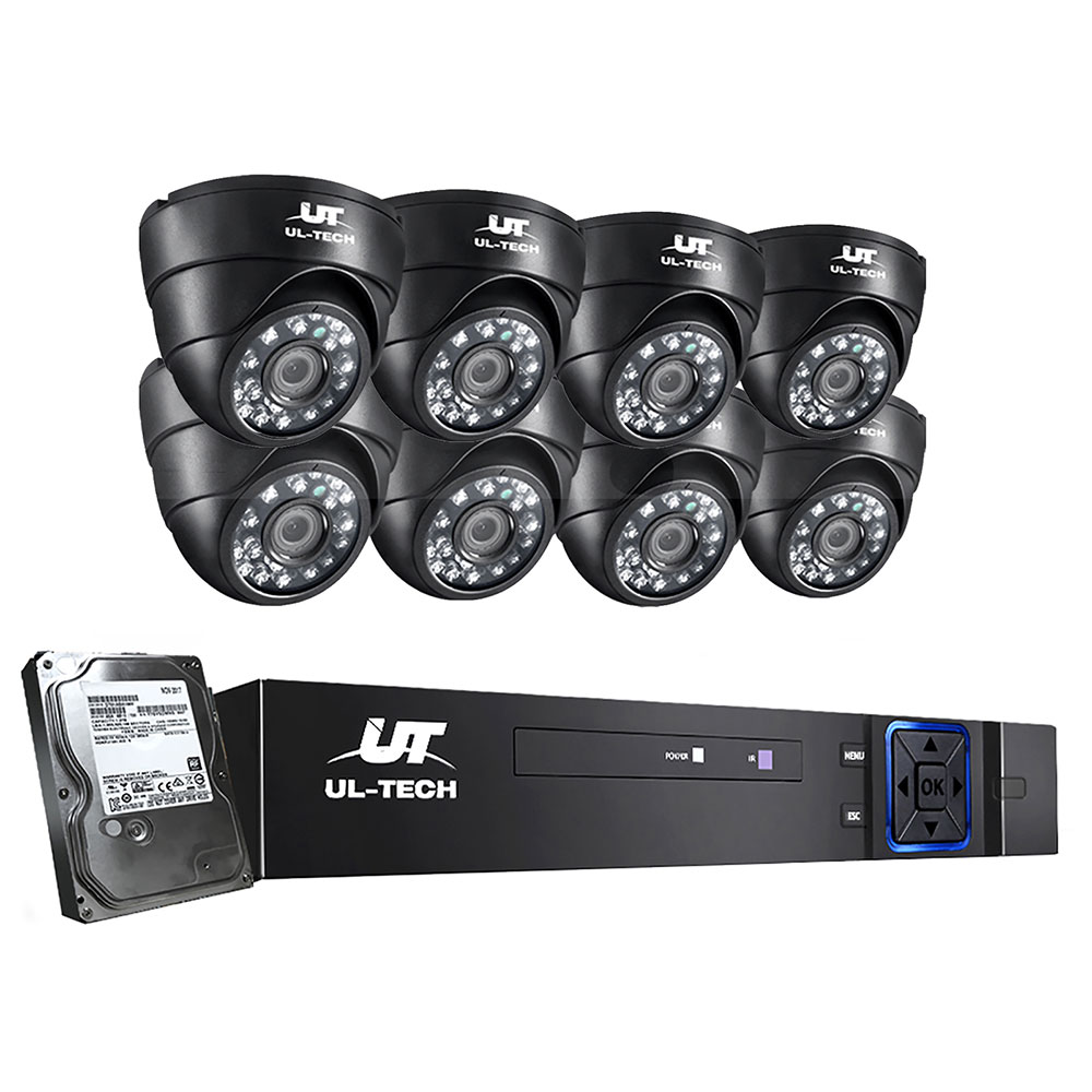 CCTV-8C-8D-BK-T-12392-00 UL-tech CCTV Security System 8CH DVR 8 Cameras 1TB Hard Drive - Image 1
