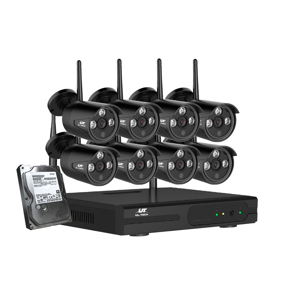 CCTV-WF-CLA-8C-8B-4T-54019-00 UL-tech Wireless CCTV Security System 8CH NVR 3MP 8 Bullet Cameras 4TB - Image 1