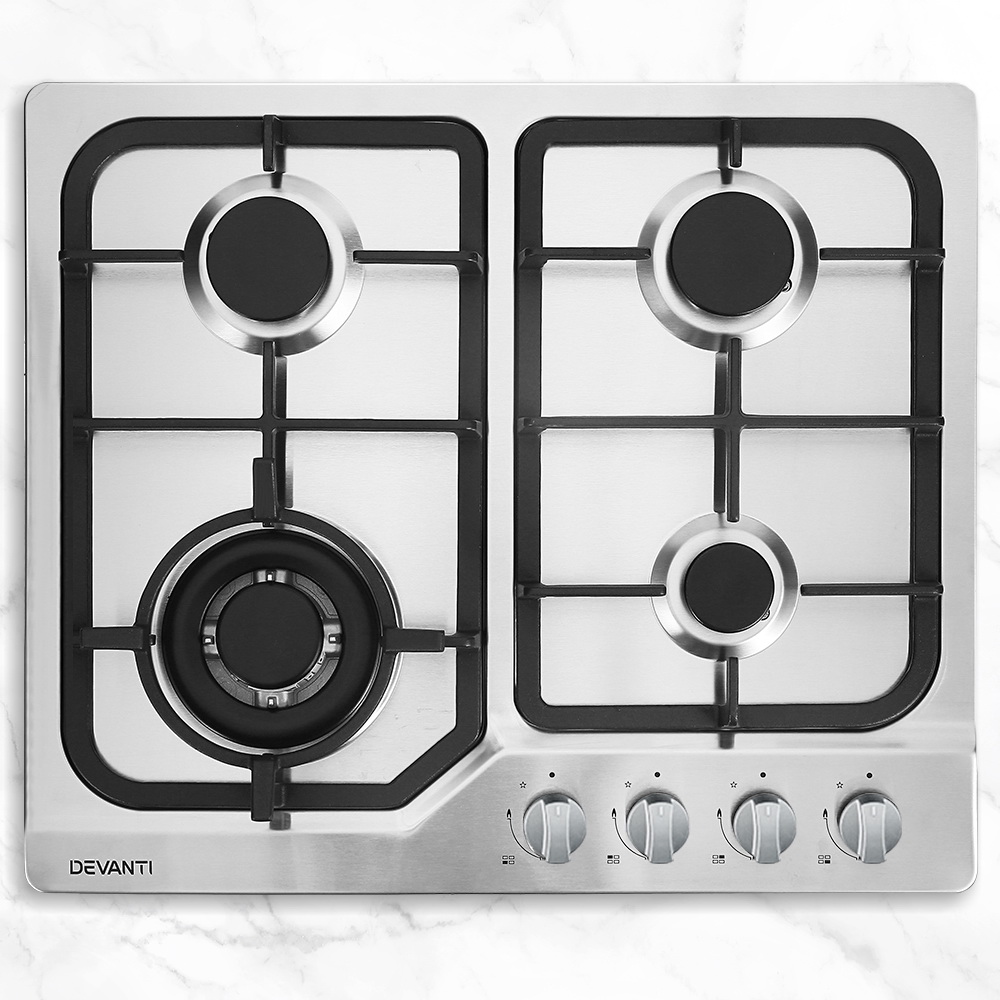CT-GAS-4BTB-SS-202502281530-00 Devanti Gas Cooktop 60cm 4 Burner Silvir - Image 1