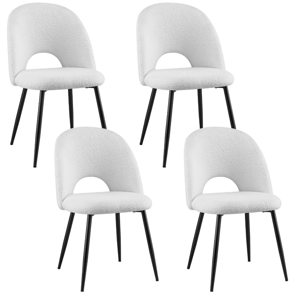 DINC-B-SHP-WHX4-202504172004-00 1 Set of 4 Artiss Dining Chair Boucle Sherpa - Image 1