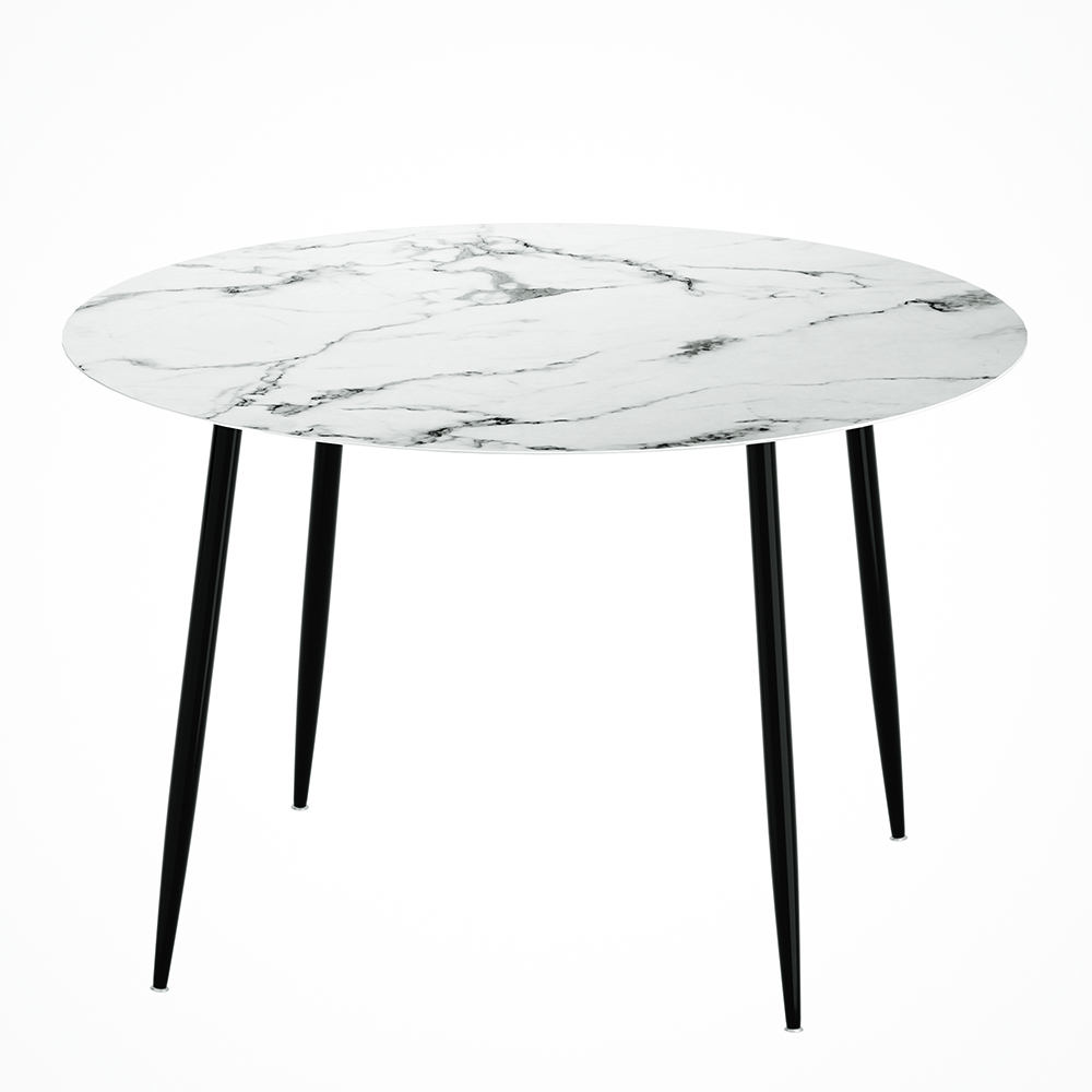 DINING-B-MAR11075-GY-AB-67895-00 Artiss Dining Table Round Marble Effect 110CM - Image 1