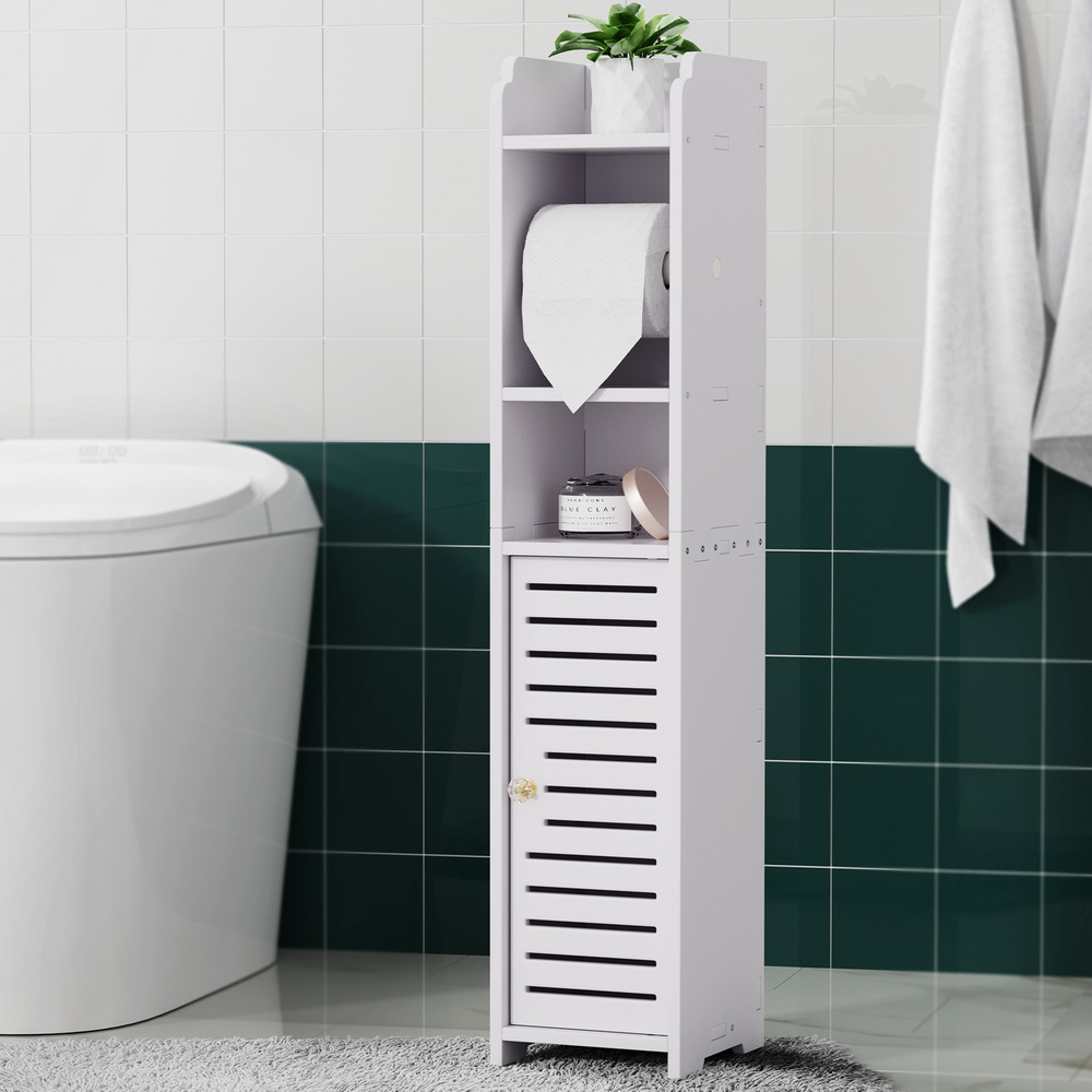 DIY-BATH-LVD01-WH-145647-06 Artiss Bathroom Cabinet Toilet Roll Holder Tissue Organizer 3 Tier Floor Cabinet - Image 1