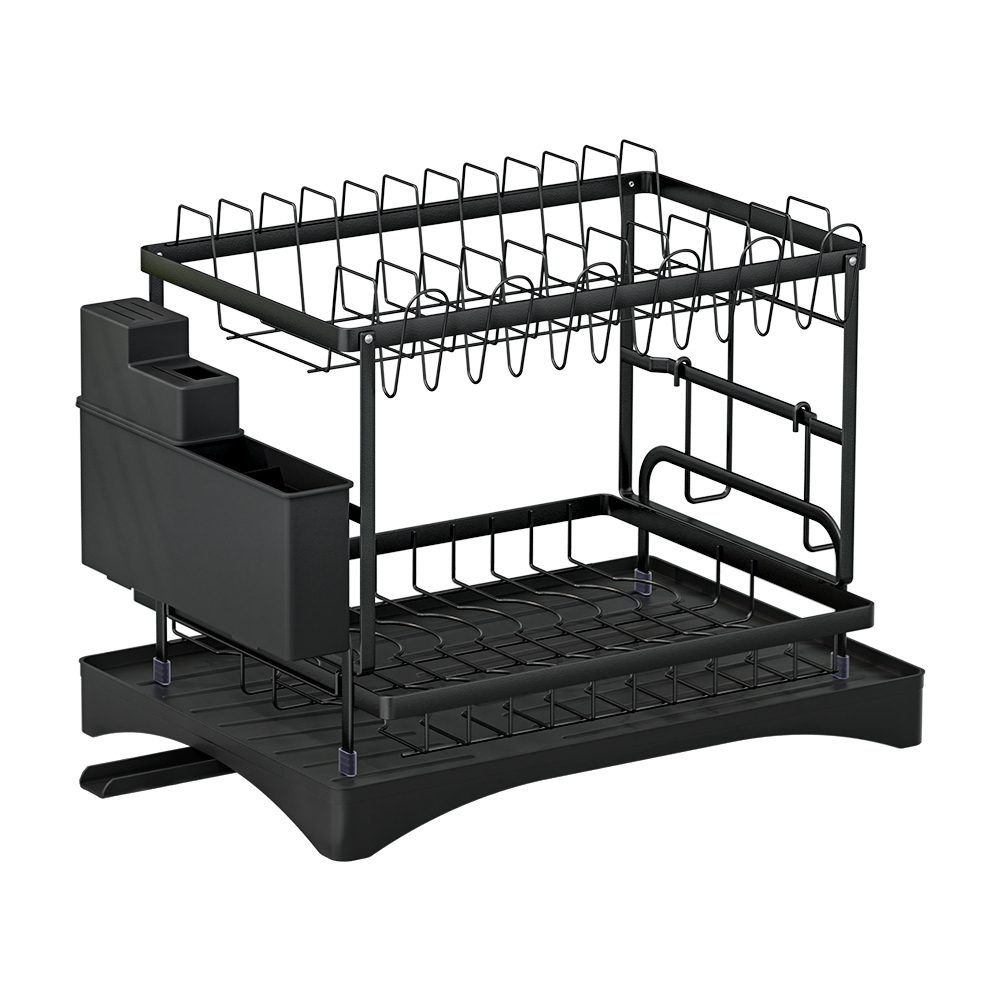 DR-D-02-BK-96819-00 Cefito Dish Rack Expandable Drying Drainer Cutlery Holder Tray Kitchen 2 Tiers - Image 1