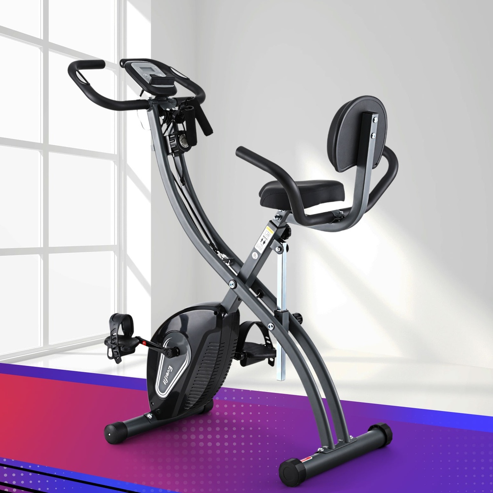 EB-I-XB-03-GR-219070-07 Everfit Folding Exercise Bike Magnetic X-Bike Aerobic Trainer Indoor Cycling - Image 1
