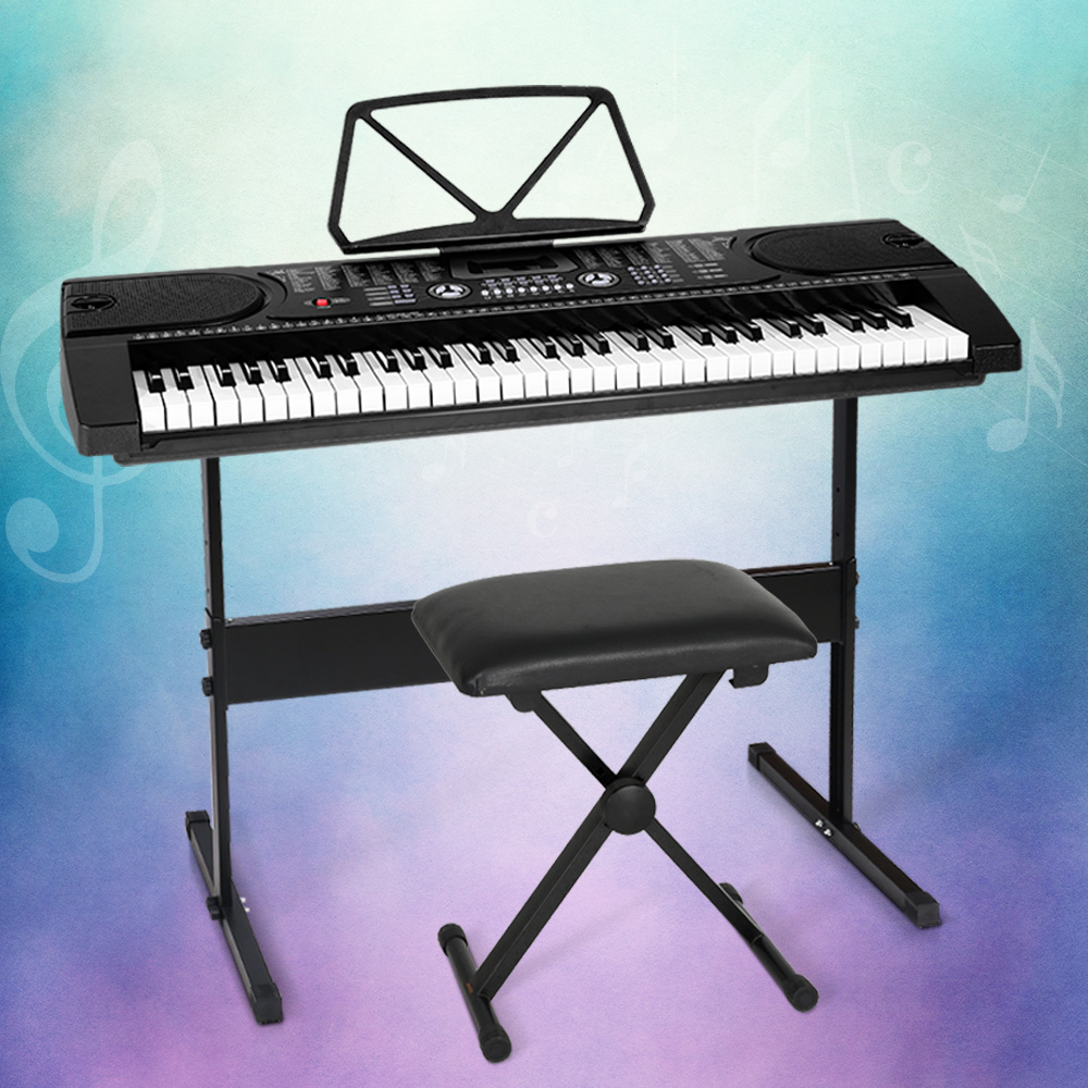 EK-JK-60-BK-H-B01-149285-06 Alpha 61 Keys Electronic Piano Keyboard Digital Electric w/ Stand Stool Black - Image 1