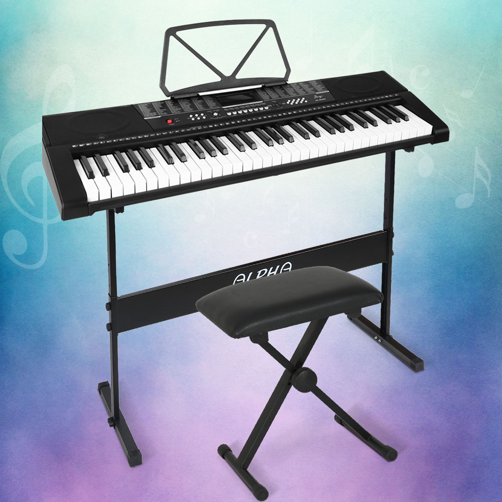 EK-JK-63-BK-H-B01-149279-06 Alpha 61 Keys Electronic Piano Keyboard Digital Electric w/ Stand Stool Speaker - Image 1