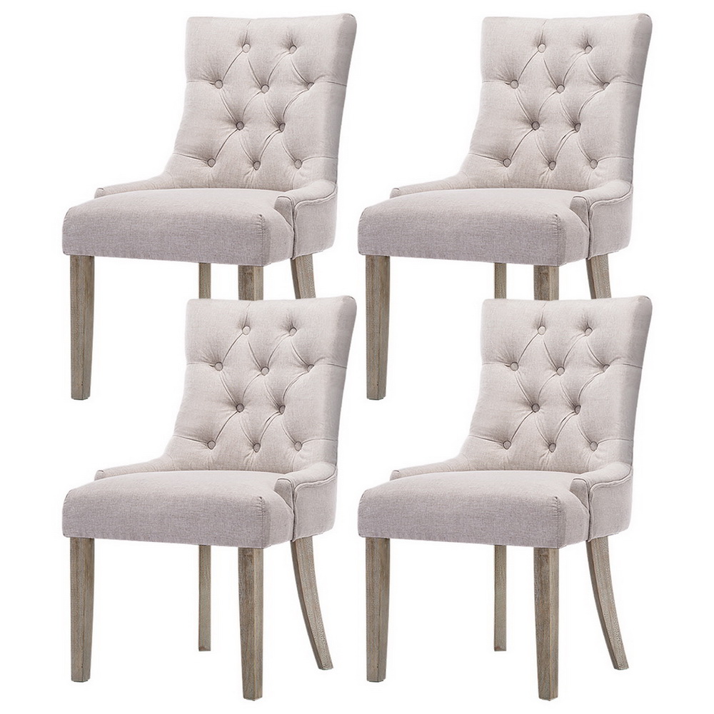 FA-CHAIR-DIN470S-BGX4-202505011206-00 Artiss Dining Chairs Set of 4 Linen French Provincial Beige - Image 1