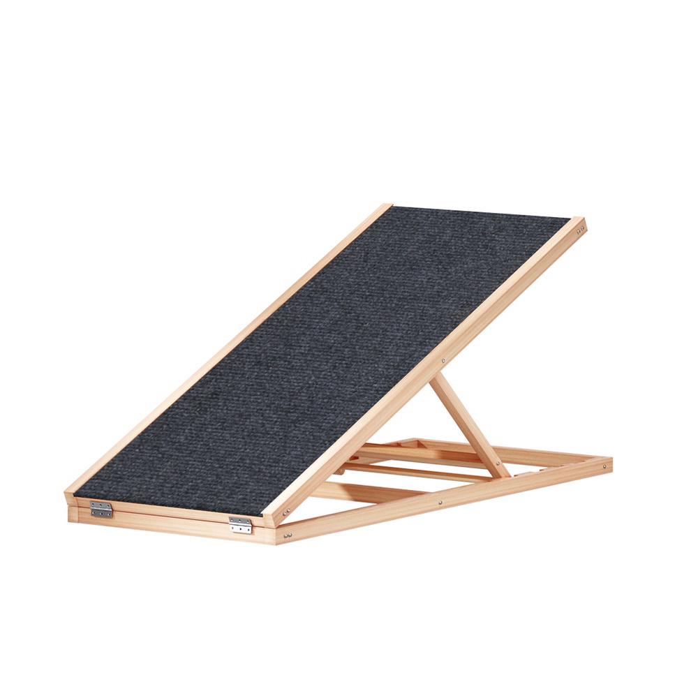 FDR-D-WOOD100-GR-120140-00 i.Pet Dog Ramp 100cm Adjustable Height Wooden Steps Stairs For Bed Sofa Car Foldable - Image 1