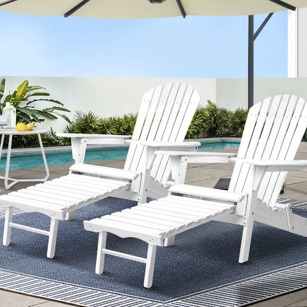 FF-BEACH-NTLCHOTTO-WH-2X-202502281624-00 Gardeon 2PC Adirondack Outdoor Chairs Wood Foldable Sun Lounge Patio Furniture - Image 1