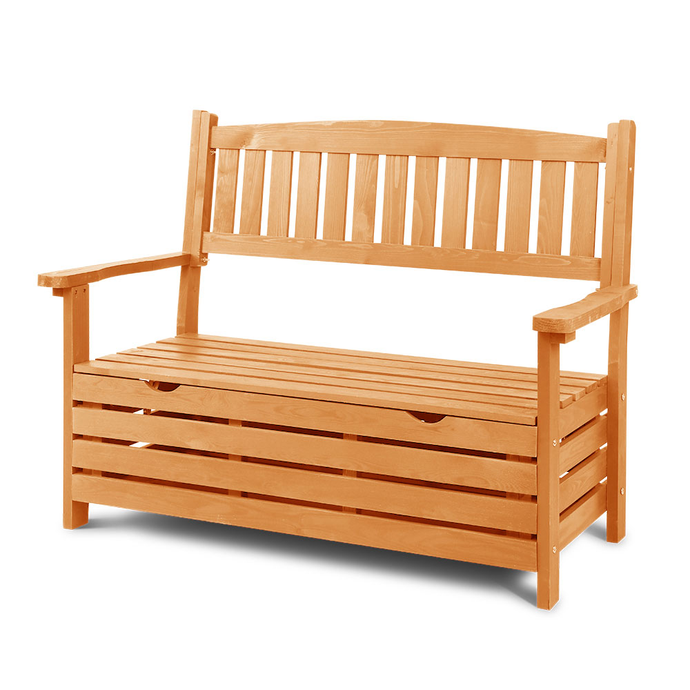 FF-OSC-GD-00 Gardeon Outdoor Storage Bench Box Wooden Garden Chair 2 Seat Timber Furniture - Image 1