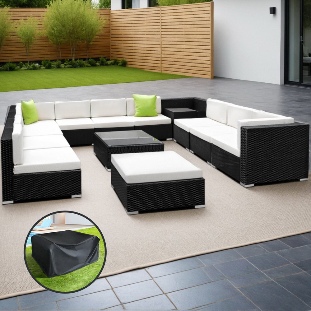 FF-SOFA-BK-13PC-ABDEE-202502281534-00 Gardeon 13-Piece Outdoor Sofa Set Wicker Couch Lounge Setting Cover - Image 1