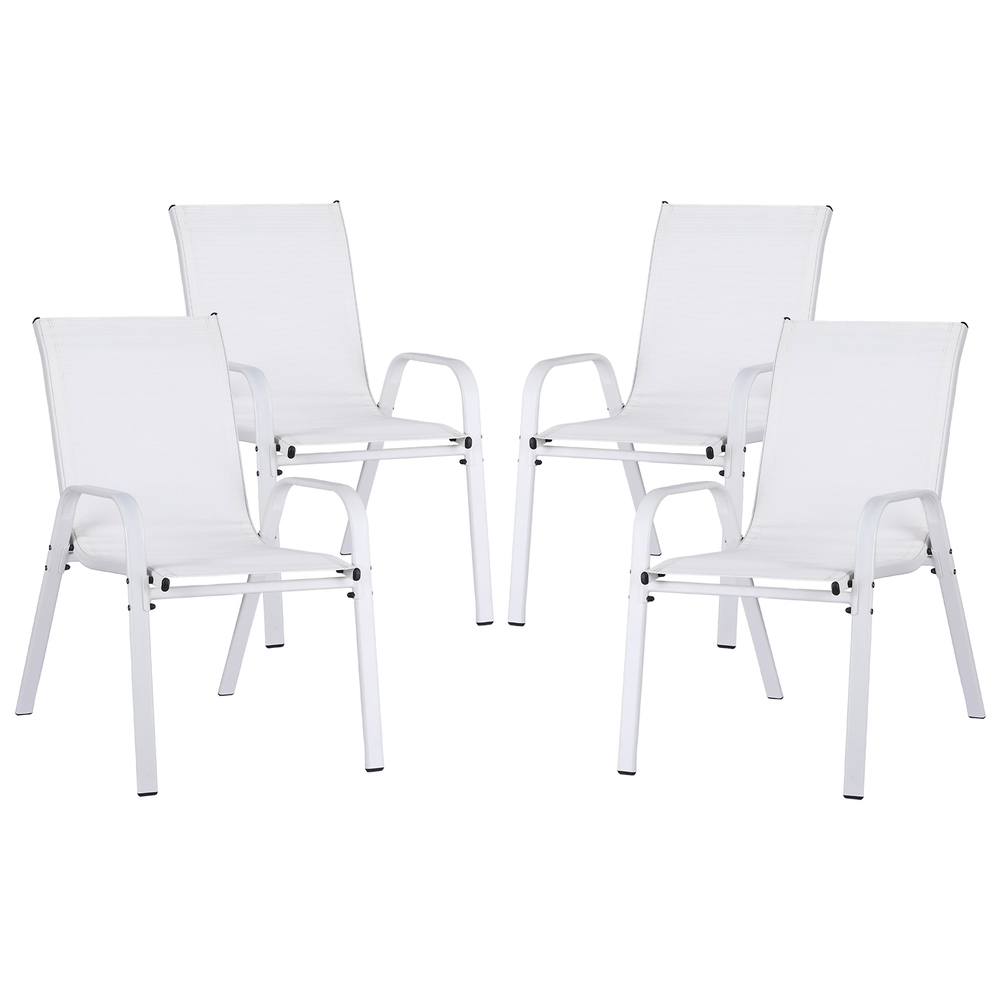 FF-STA-CHAIR-WH-X4-202506191526-00 Gardeon 4PC Outdoor Dining Chairs Stackable Lounge Chair Patio Furniture White - Image 1
