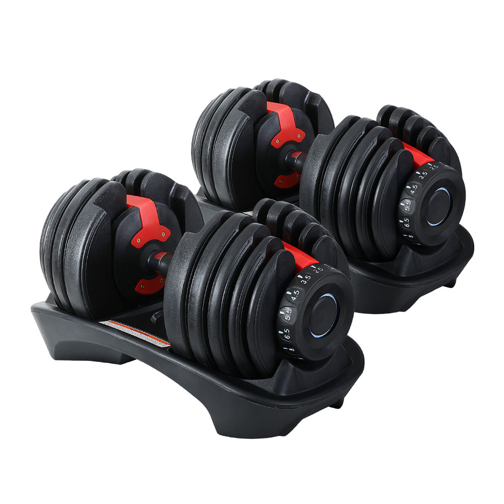 FIT-K-DB-24KGX2-00 Everfit 24kg Dumbbells Adjustable Dumbbell Weight Plates Home Gym 2pcs - Image 1