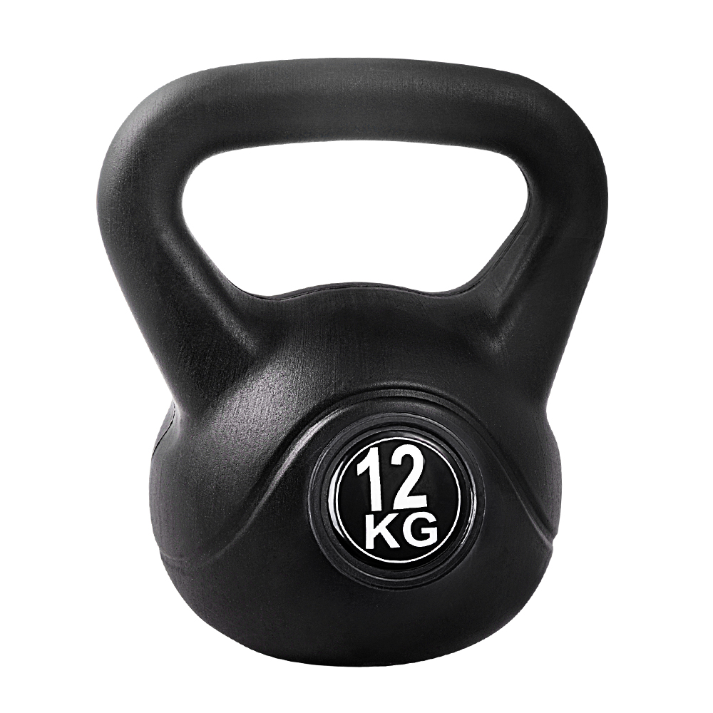 FIT-K-KB-12KG-BLACK-00 Everfit 12kg Kettlebell Set Weight Lifting Bench Dumbbells Kettle Bell Gym Home - Image 1