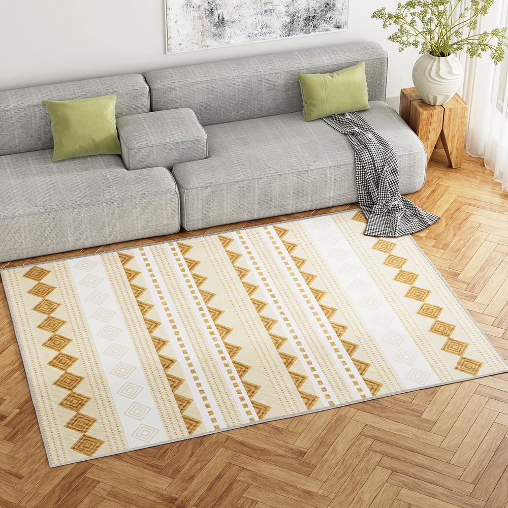FLR-BSM01-160X230-YE-145634-04 Artiss Rug 160x230cm Area Rug Washable Mat Large Carpet Soft Short Pile Ella - Image 1