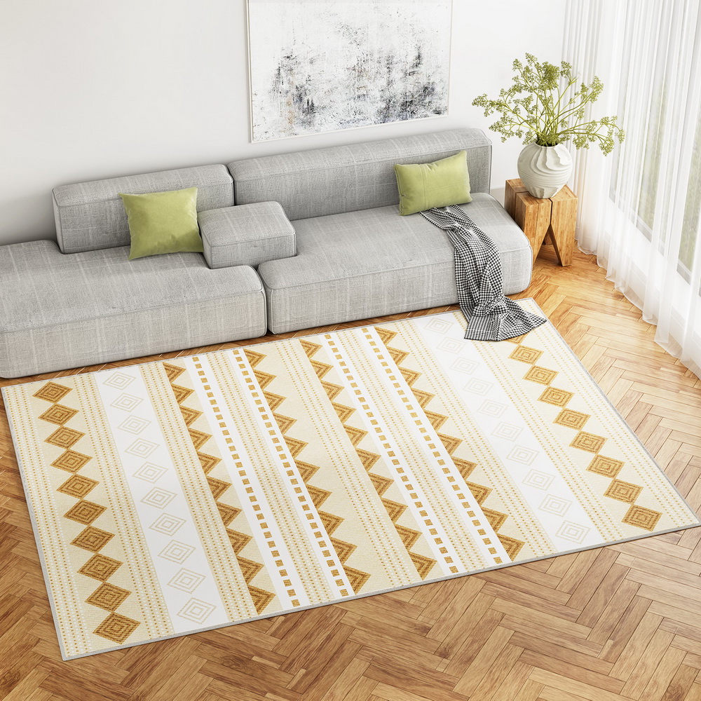 FLR-BSM01-200X290-YE-145635-04 Artiss Rug 200x290cm Area Rug Washable Mat Large Carpet Soft Short Pile Ella - Image 1