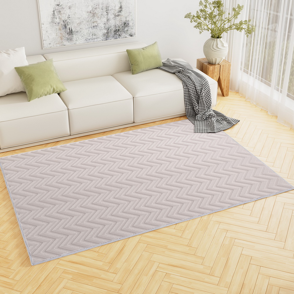 FLR-JAC01-160X230-WH-145643-04 Artiss Rug 160x230cm Area Rug Washable Mat Large Carpet Microfiber Ripple - Image 1