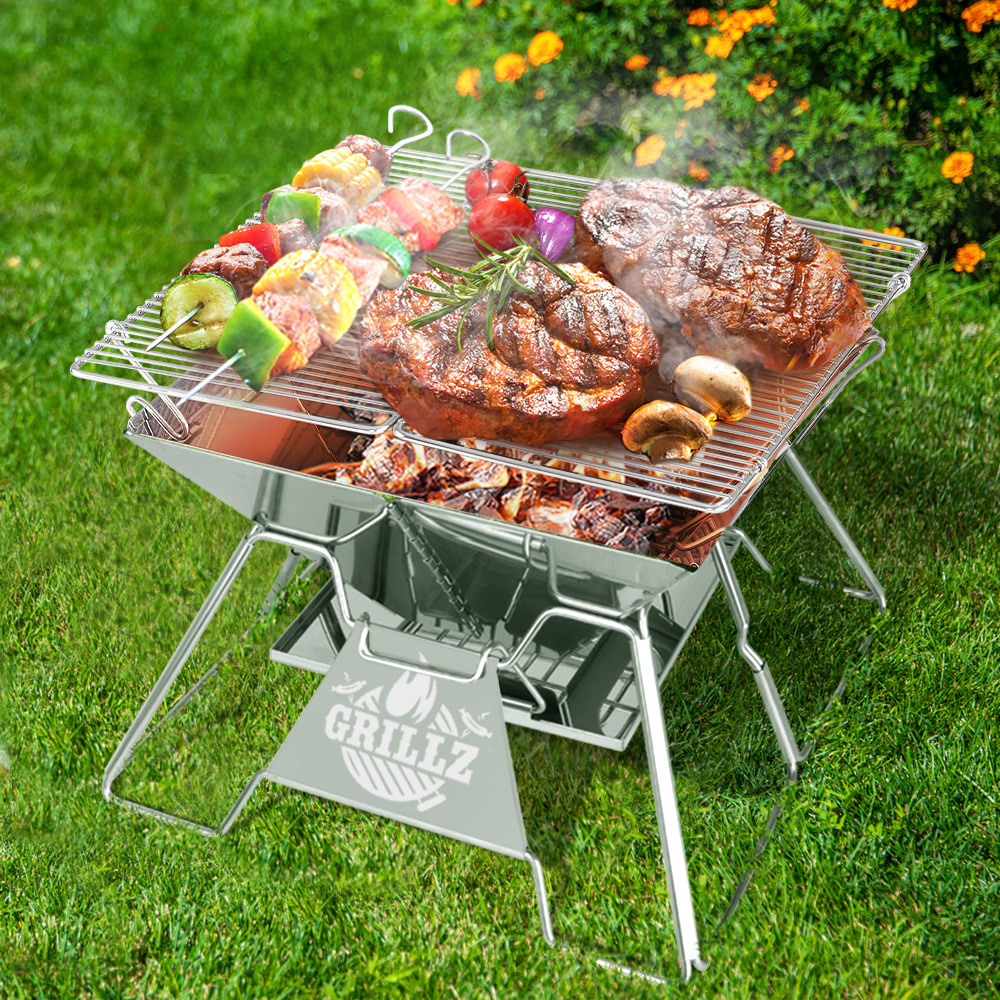 FPIT-BBQ-X-CUBE-24634-06 Grillz Fire Pit BBQ Grill with Carry Bag Portable - Image 1