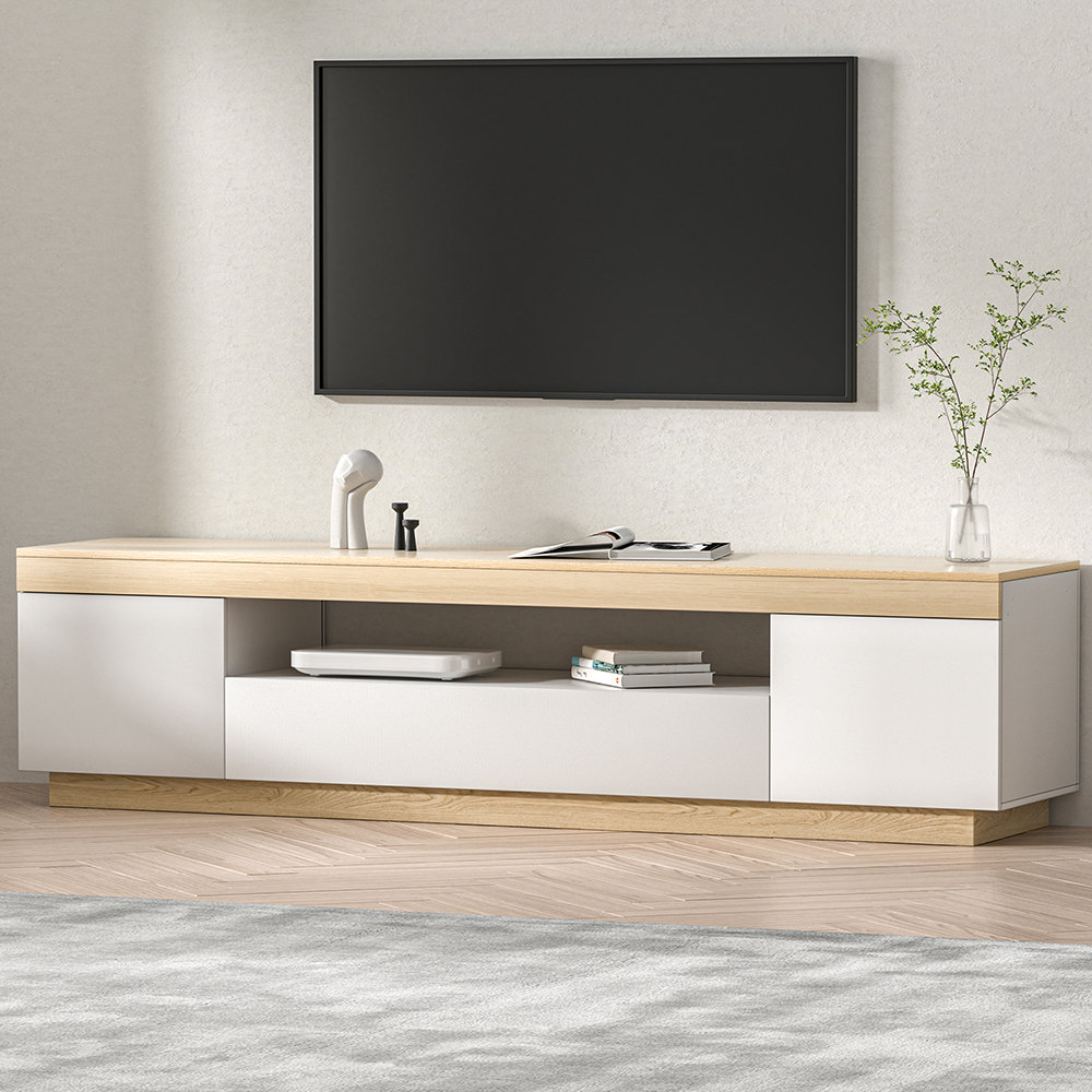 FUR-S-CT01-TV180-WDWH-AB-96571-04 Artiss TV Cabinet Entertainment Unit Stand 180CM White Wood - Image 1
