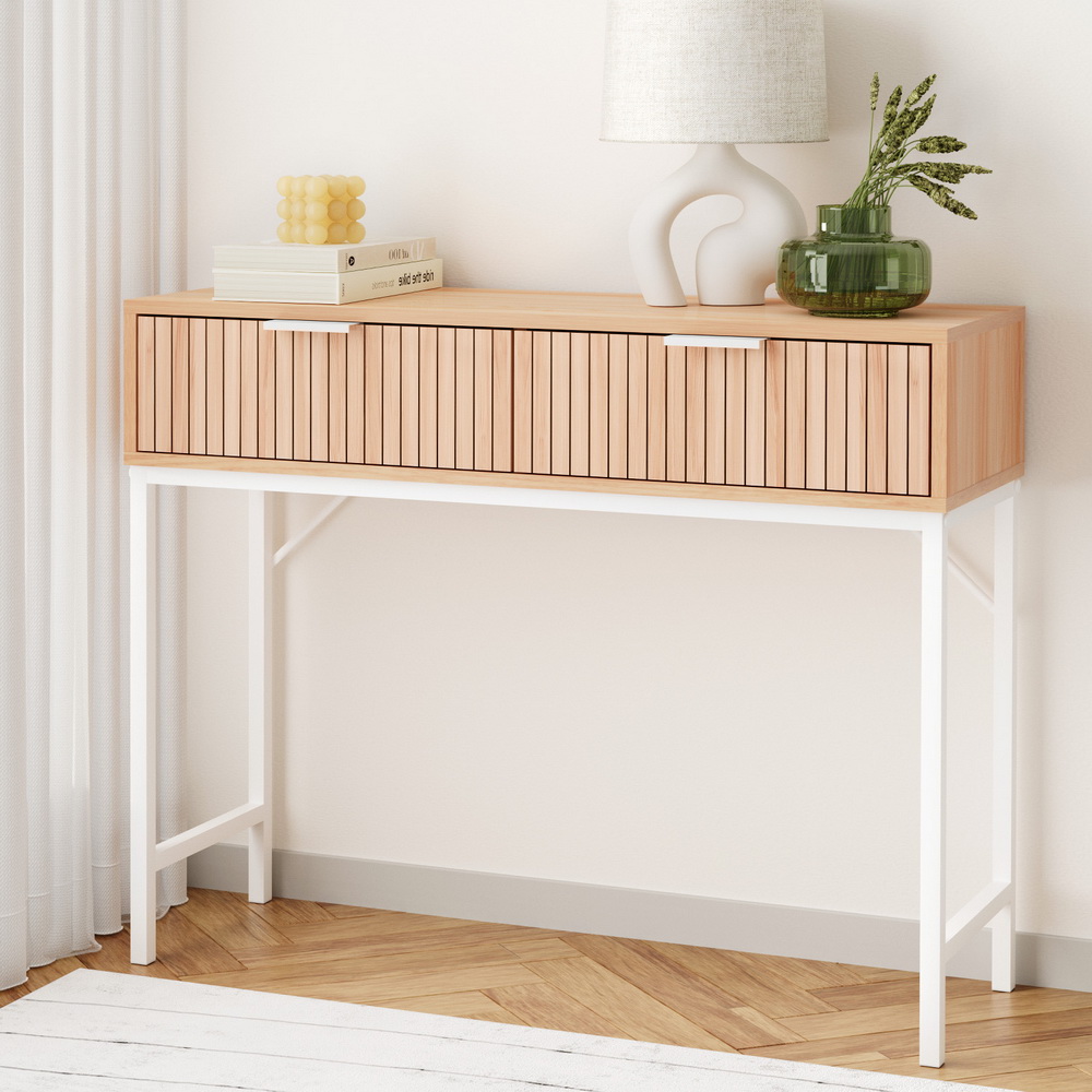FUR-U-CST-01-WDWH-189535-06 Artiss Console Table 2 Drawers 92CM - Image 1