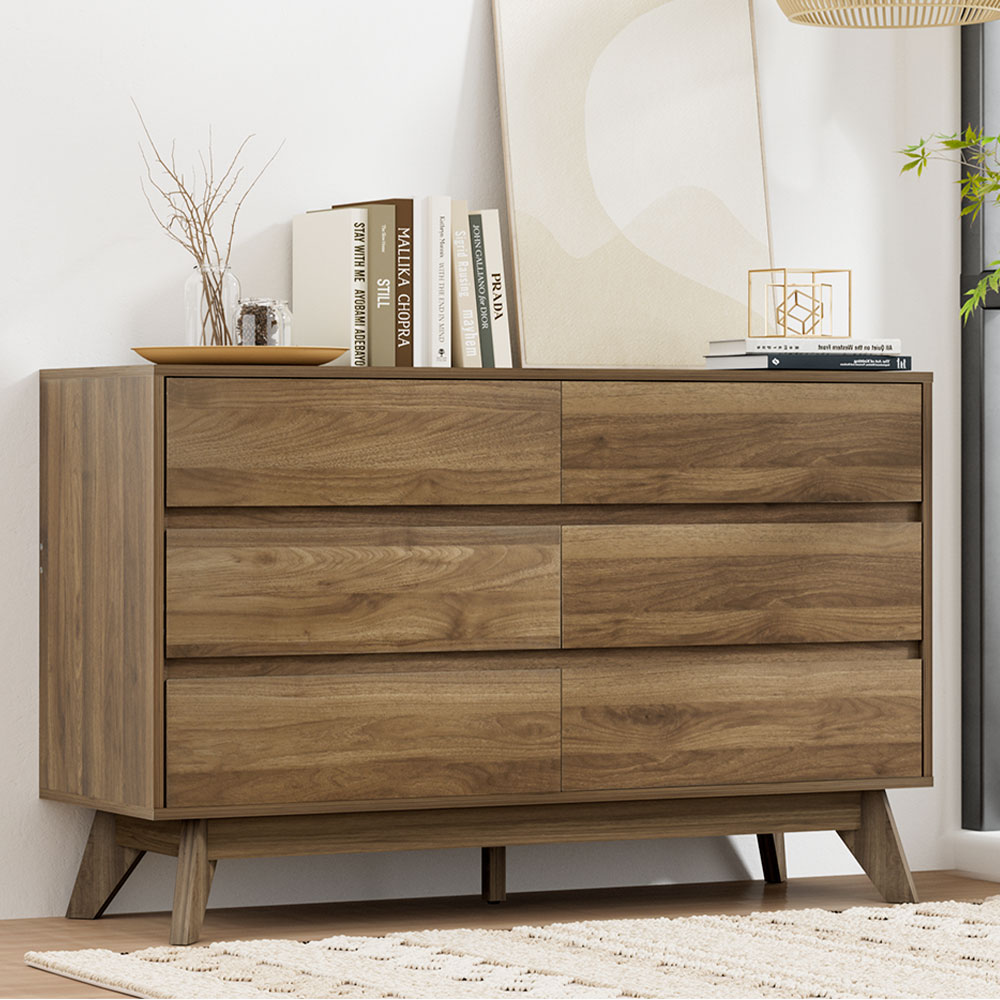 FURNI-E-CDR-6D-WD-AB-202504221158-00 Artiss 6 Chest of Drawers - XAVI Walnut - Image 1