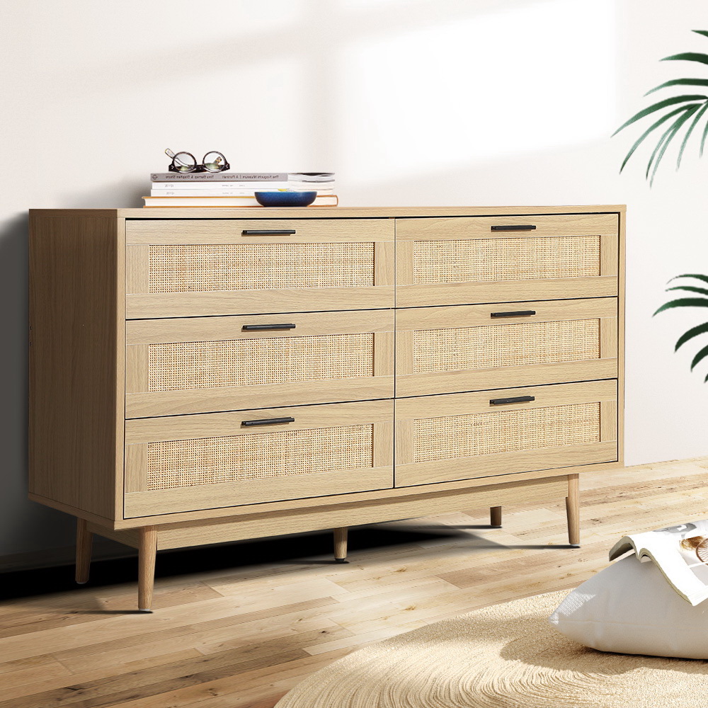FURNI-E-RAT-CDR-6D-WD-AB-24642-08 Artiss 6 Chest of Drawers - BRIONY Oak - Image 1
