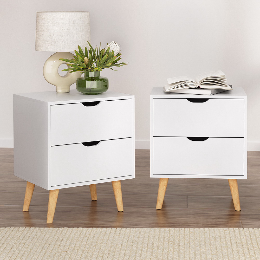 FURNI-E-SCAN-BS01-WHX2-202505232010-07 Artiss 2X Bedside Table 2 Drawers - BODEN White - Image 1